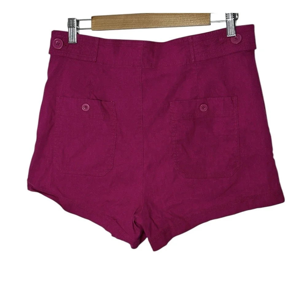 Anthropologie Maeve Colette‎ Sailor Shorts Women's Size 12 Hot Pink Stretch - Picture 3 of 9